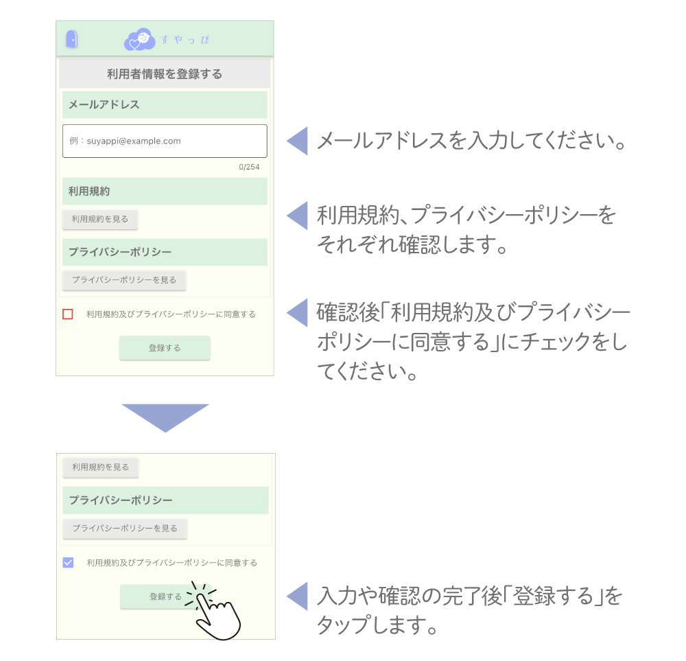 iOSで利用者情報登録
